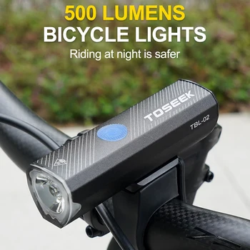Biciklistička lampe TOSEEK USB Punjiva 4 načina rasvjete Ipx5 Vodootporan Prednje svjetlo Biciklistička svjetiljka Svjetiljka Pribor Za Bicikle