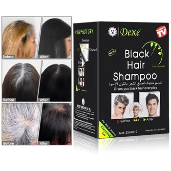 10шт Dexe Crni Šampon za kosu za Samo 5 minuta Boju Kose Šampon-boja kose, Organski Trajna Uklanjanje Bijele kose za Muškarce i Žene
