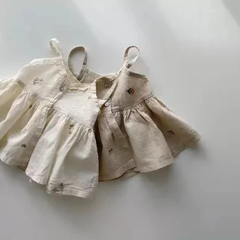 Pamučno haljinu s izvezenim za novorođenčad