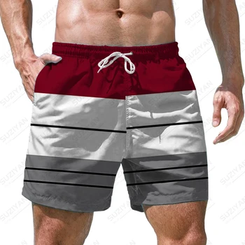 Ljetne nove muške kratke hlače na pruge s 3D ispis, muške kratke hlače u etničkom stilu, muške kratke hlače u retro stilu, modni trend, muške kratke hlače