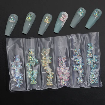 1 Paket Slatka Crtani Smole Aurora Bear Ukrašavanje noktiju Akril Prozirni Dijelovi za nokte Kawaii DIY Nail Art Decoration