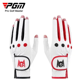 PGM 1 par ženskih rukavica za golf, prozračne rukavice bez prstiju desne i lijeve ruke, crne, crvene, dvo-boja rukavice od umjetne kože ST029