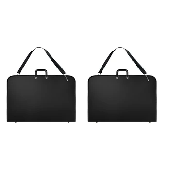 2X Crna torbica za umjetnički portfolio, torbica za nošenje umjetnika, torbica za umjetnika portfelja s ramenom trake (19X14,7X1,5 cm)