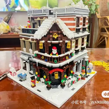 Na raspolaganju kreativne igračke Mraza s pogledom na ulicu 89143 Moc Bricks, modularni model kuće, blokovi, Trg Božićni poklon