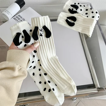 Slatka čarape za žene u korejskom stilu, novi trendi bijele čarape za djevojčice, кавайные čarape grašak, svakodnevne pamučna mekana kreativne trendove, čarape s likovima iz crtića
