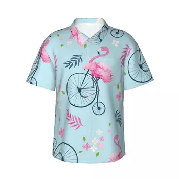 Havajski Majicu s 3D Ispis Flamingo, Muška Odjeća, Slobodan Prozračna Muške Košulje, Ljetna Muška Košulja Muška Odjeća Kratkih Rukava