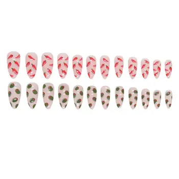 Nadzemni nokti su ružičaste boje badema s po cijeloj površini paprike Lagani i lako наклеиваемые nadzemni nokte za predstave na sceni