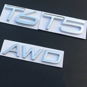 3D Metalni Auto Slova T5 T6 AWD Naljepnica Amblem Prtljažnika Logo je Simbol Za Volvo XC60, XC90 XC70 850 S80 S60 S70 S40 V40 V60 Pribor