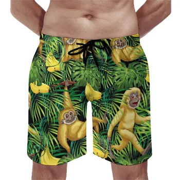 Plaža kratke po cijeloj površini majmuni, Havajski taljenje, Tropska banana, Džungla, Быстросохнущая sportska odjeća, Modni plaža kratke hlače veličine