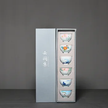 Čaj kung-fu s cvijetom morski valovi, oslikana ručno, čajna šalica, stakleno keramička genetika čajna šalica, подглазурная poklon kutija
