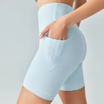 Kvalitetne sportske kratke hlače za joge Ženske sportske hlače s visokim strukom Prozračna быстросохнущие Kratke hlače za trčanje, fitness i biciklizam