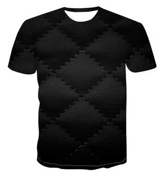 3D Novi modni majica s kratkim rukavima, prozračna muška majica okruglog izreza, Geometrijski trg jednostavna šarenih košulja