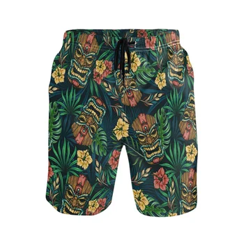 Тропики Maska Tiki Hibiscus Grafički Kratke hlače, Hlače S 3D Ispis Hip-Hop y2k Plaža Kratke hlače Godina Havajski kupaći Kostim Strme Topljenje Za Surfanje