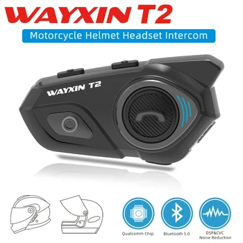 WAYXIN T2 Moto Kaciga Slušalice Za 2 Vozača Bluetooth Interfon Slušalice Moto Komunikator Zvučnik, Pregovarački Slušalice Biciklist