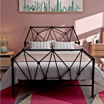 Jednostavna željezna umjetnička krevet u skandinavskom stilu za civilnu domaćin 1,2 m i 1,5 m jednosoban bračni krevet za odrasle i djecu