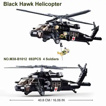 692 KOM WW2 Nova Plovila армейское oružje Helikopter Black Hawk, borac, blokovi, Kreativna солдатские cigle, igračke za djecu, poklon dječaku