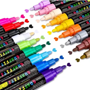 Akril olovke za crtanje, 18 boja, akril markeri za crtanje, olovke za crtanje, proizvođači boja za kamenja, stakla, tkanine, platna -Umjetničke pribor za ručni rad