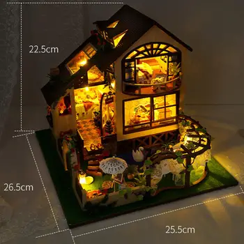 Kuća lutaka minijaturne setove za rukotvorina od drveta toys model drvenog dollhouse za djecu