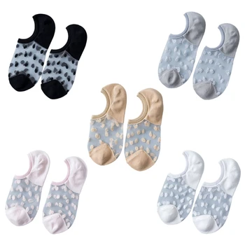 Ultra-tanki mrežaste čarape-čamaca za žene, Pamučne čarape grašak s kristalima, svilene čarape s dubokim urezima