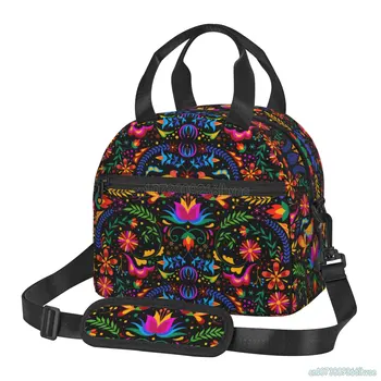 Meksički cvjetni umjetnička usamljena torba za ланча za žene, vodootporan термосумки-бэнто za rad, škole, prostor za piknik, plaže