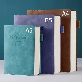 416 Stranica 2023 Notepad U skupim kožnim koricama, Moderan Poslovni Notepad, Obložen Školskog Pribora, Bilježnica A5 i A4 u B5