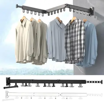 Zidni sušilica za odjeću Uvlačenje vješalica za rublje Čvrst nosač vješalica za odjeću s kukama Stalak za odjeću na balkon