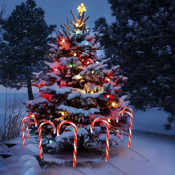 Podne Božićne Svjetiljke na solarni Pogon s Jednom Prikolicom i pet Božićne Svjetiljke Od конфетного Trske Za Rođendanske Zabave u dvorištu