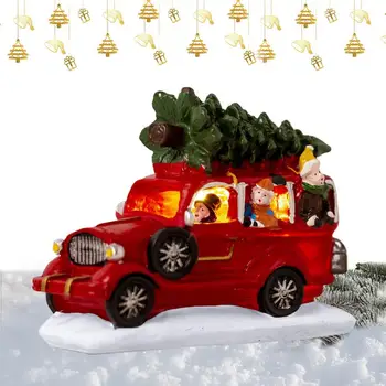 Mini-Božićno Drvce, Crveni kamion s pozadinskim osvjetljenjem, Crveni kamion, Ukras za zurke na trijemu, Crvena Seoska Kurva, Ukras za kuću na Božić