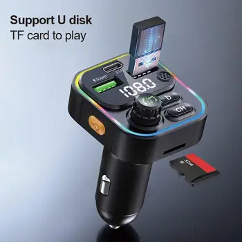 Bluetooth 5,0 USB Auto punjač FM odašiljač 22,5 W/QC3.0 Brzo punjenje PD20W RGB MP3 player J3Z0