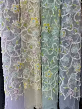 prekrasne cvjetne čipke tkanina Yaking-1306.4005 u nigerijskom stilu za večernja haljina, nova afrička vezene cvjetne čipke tkanina