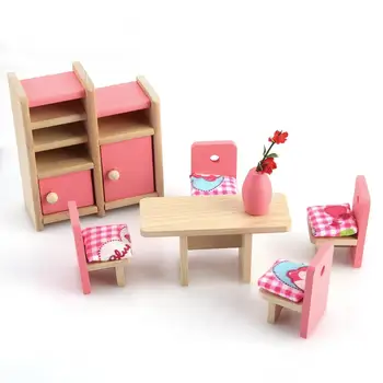 Drveni Namještaj za dollhouse, igračka slagalica, Minijaturne setove za kuće 