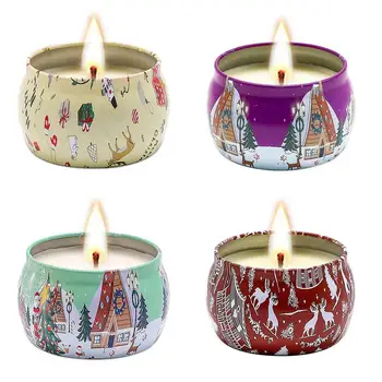 Skup aromatičnih svijeća, 4 kom., Skup Božićnih male svijeće, Poklon set Aromatičnih svijeća, Korisne i ukrasne Golema Mini-svijeće za aromaterapiju
