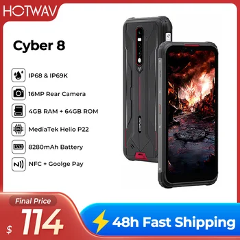 HOTWAV CYBER 8 Snažan smartphone 4 GB, 64 GB Vodootporne baterija 8280 mah 16 megapiksela stražnja kamera 6,3-inčni telefon HD, NFC na Android 11