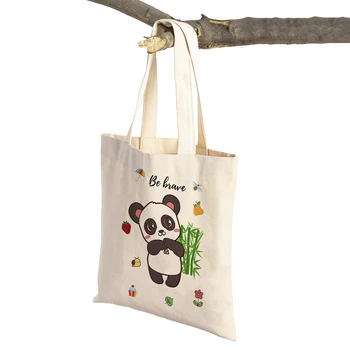 Panda medvjed, Lav, Zec, Žirafa, Putnu torbu za djecu, Pazuha torbu, Crtani torba za shopping sa životinjama, Холщовые ženske torbe za kupovinu s obje strane