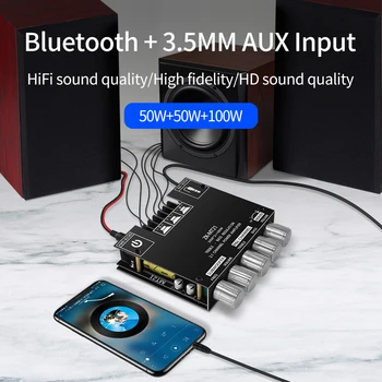 ZK-MT21 Bluetooth 5,0 2,1 Kanal 50 * 2 W + 100 W Snaga Audio Stereo Subwoofer Naknada Pojačalo Snage Niske Visoke Frekvencije AUX 12-24 U