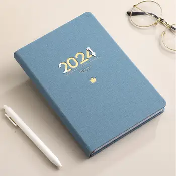 Organizator za sastanke, Moderan Dnevnik od umjetne kože na 2024 godine, notepad-kalendar formata A5 sa žicama vezanja za učinkovit