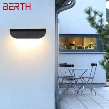 Moderne zidne lampe BERTH Običan crni stil LED Vodootporan IP65 lampa-svjetiljke za vanjsku i unutarnju balkonskih stepenice