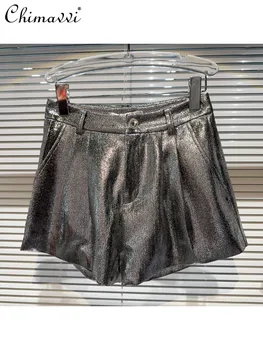 Kratke hlače Hot Girl Booty, Novo Jeseni 2023, Svjetovnjaka Lavica je od metala, Sjajna Ravne Kratke Gaćice