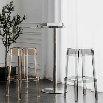 Skandinavski Transparentno Kvadratnom Stolica za namještaj u dnevnoj sobi Modni Kreativni Plastični Akril Visoki Bar stolica Jednostavne kuhinjske Stolice