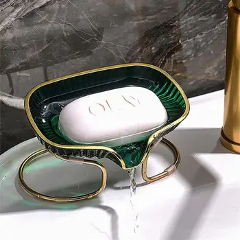 Jednostavan Luksuzni držač za sapun za kupatilo u obliku lista, Самоотливающаяся deterdžent za pranje posuđa s metalnim nosačem, pribor za kupaonice