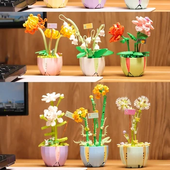 Fomantic Gradivni blokovi buket dar prijatelju Ukras kuće Kreativnost MOC Kompatibilne cigle 3D model cvijeta igračke za odrasle i djecu