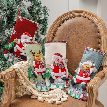 Božićne Čarape Santa Rublje Mraz Čarapa Dar Djeci Vrećicu Bombona Snjegović Jelen Džep bilo koji otvoreni položaj Ukras Na Božićni drvce Nova Godina