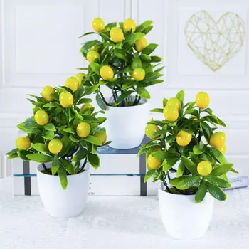 Praktična Plastična Imitacija Biljke U Saksiji Bez Zalijevanje Lažni 12 Mrežica Limun Umjetna Biljka U Saksiji Home Dekor Dekorativni