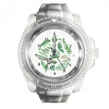 Novi prozirni silikon sat creative green leaf watch muške i ženske satove modni trend kvarcni ručni sat