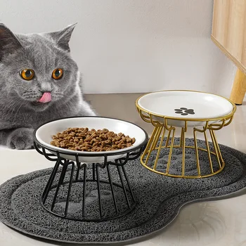 Stakleno keramička zdjela za pse i mačke u Skandinavskom stilu, zdjele protiv vratnog спондилеза, Posuda za grickalice, Univerzalno jelo, pribor za kućne ljubimce