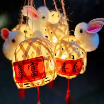 Tradicionalni fenjer, šarmantan svjetiljke s rabbit ručni rad za trajanja festivala sredine jeseni, Prijenosni kineski stil, svijetla za djecu