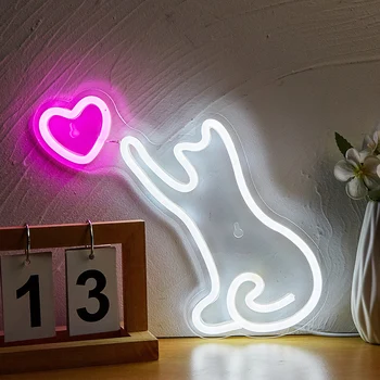 Chi-buy Mačka LED Neonska reklama sa napajanjem iz USB Neonski Natpisi noćno svjetlo 3D Zidnih umjetnost i igraonica Spavaća soba Dekor dnevni boravak Lampe Znakovi