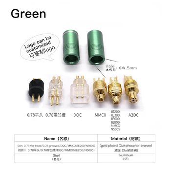 HAKUGEI Green DIY Korisničko pin 0.78 Mmcx Qdc Stana 0.78 Ie200 Ie600 Ie900 A2DC N5005