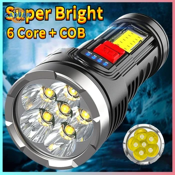6-Core Led Svjetiljka COB Super Svijetle Vanjski Prijenosni USB Punjiva Jaka Svjetlost dugog dometa Vodootporan Kamp Pješačenje Baklja