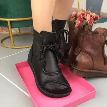Ženske cipele veličine, противоскользящая cipele ravnim cipelama u nacionalnom stilu, svakodnevne kratke čizme, jesensko-zimske Nove ženske cipele